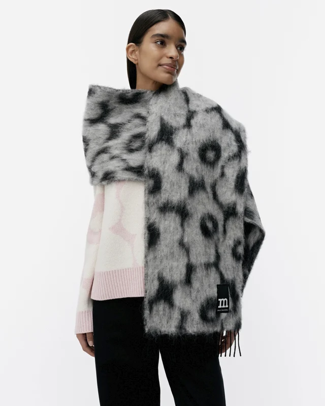 Marimekko Ainainen Unikko Huivi Musta, valkoinen