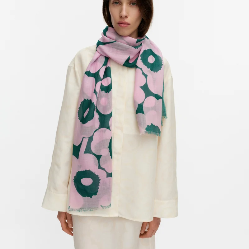Marimekko Fiore Unikko Villahuivi V.punainen, t.vihreä