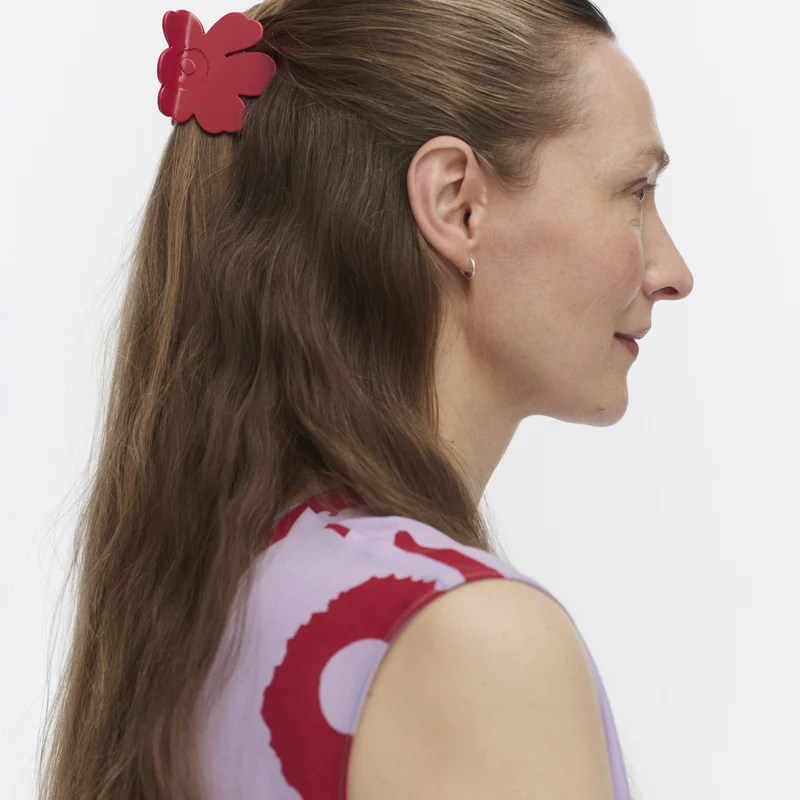 Marimekko Hair Clip unikko Small Punainen