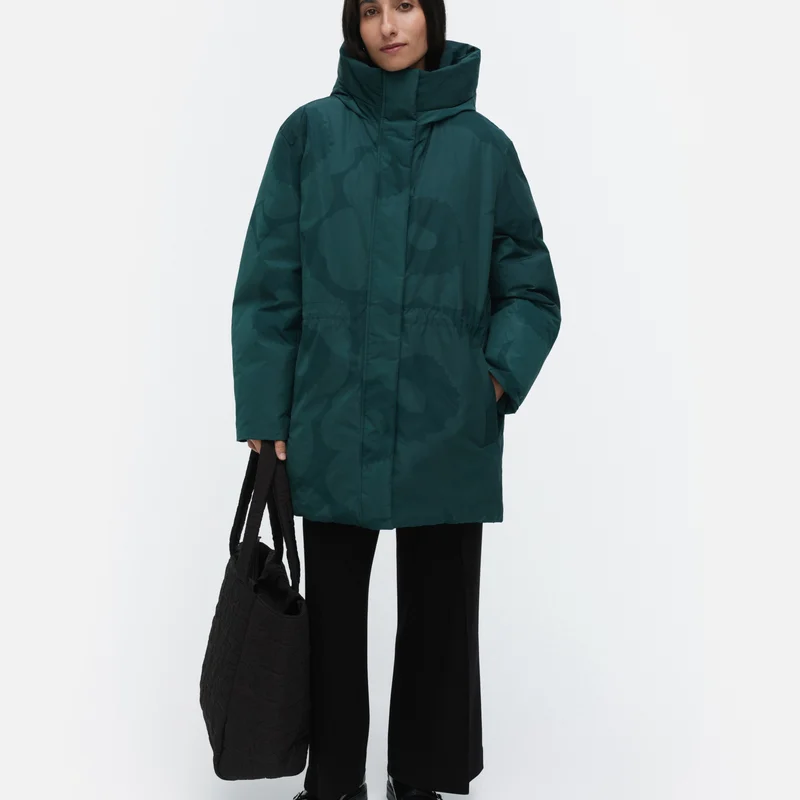 Marimekko Käännös Unikko Untuvatakki Tummanvihreä