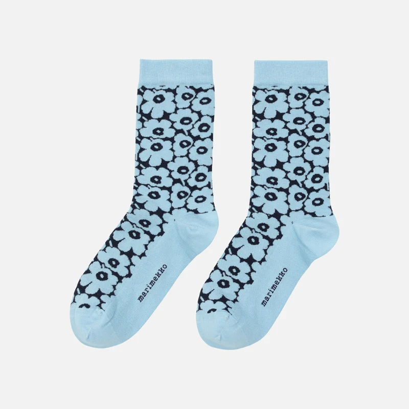Marimekko Linjaus Pikkuinen Unikko Sukat Sininen, musta