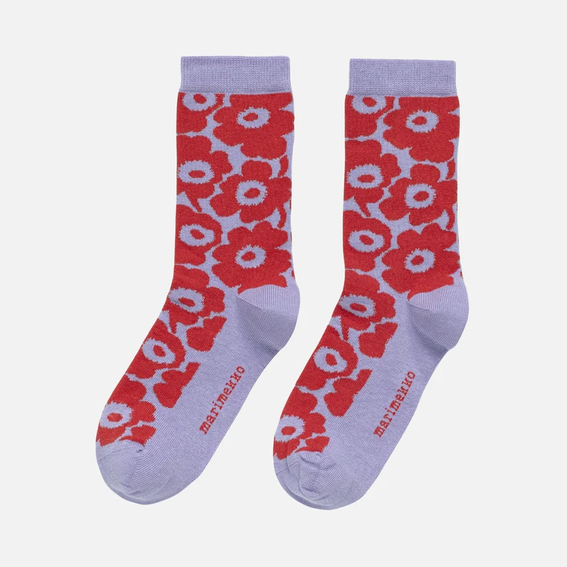 Marimekko Makeinen Unikko Lasten sukat Liila, punainen