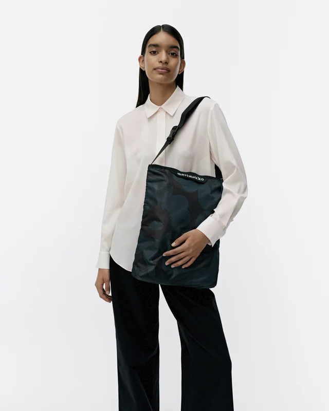 Marimekko Neat Crossbody Unikko M Tummanvihreä, musta
