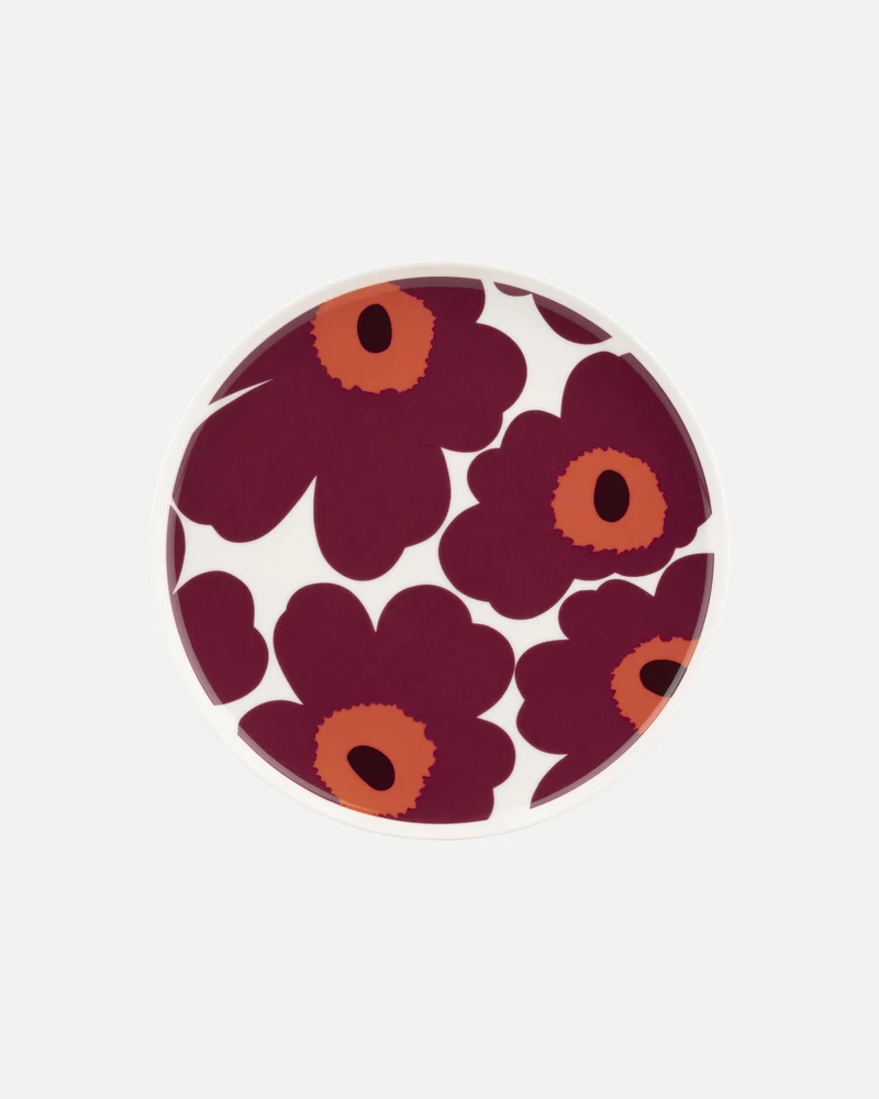 Marimekko Oiva Unikko lautanen 20 cm Burgundi, punainen