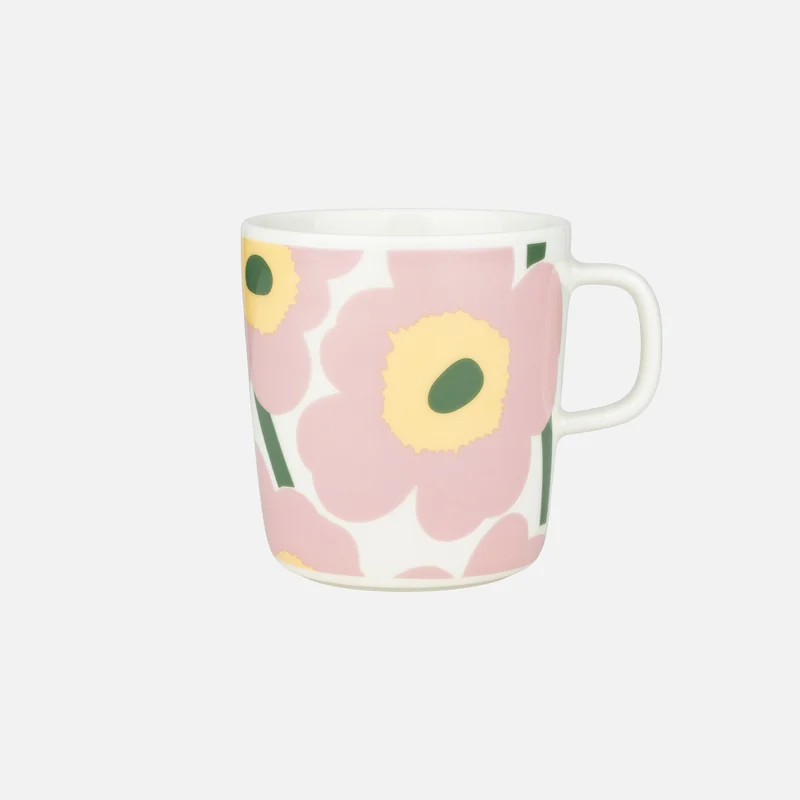 Marimekko Oiva Unikko muki 4 dl Vaaleanpunainen, kelt. vihr.