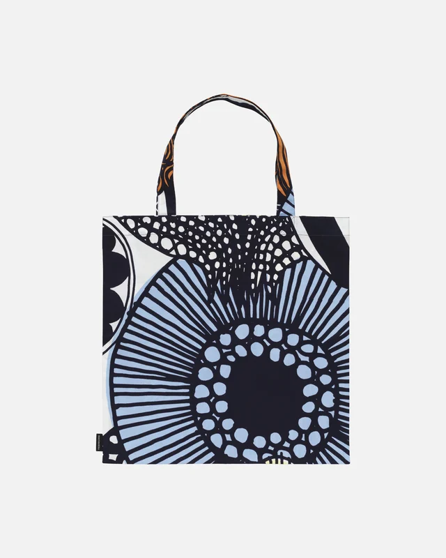 Marimekko Siirtolapuutarha kangaskassi 43*44 cm Vaaleankeltainen, oranssi, vaaleansininen